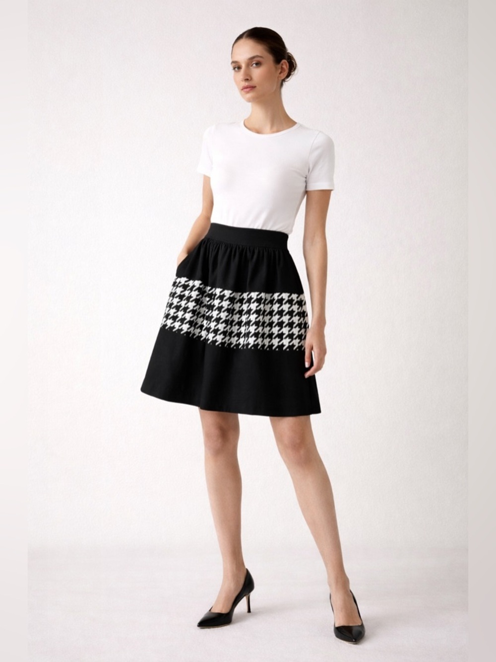 ✨ PAOLA POGGI Italy Houndstooth‎ Skirt Size 34 ✨